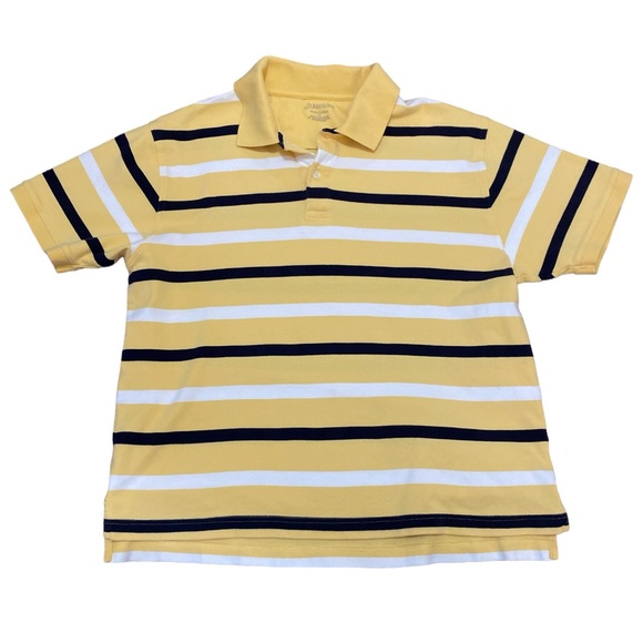 St John Bay Men's Yellow Striped Short Sleeve Polo Shirt Size Large - Picture 2 of 6